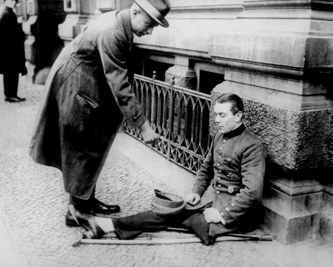 A Veteran Begging on a Berlin Street