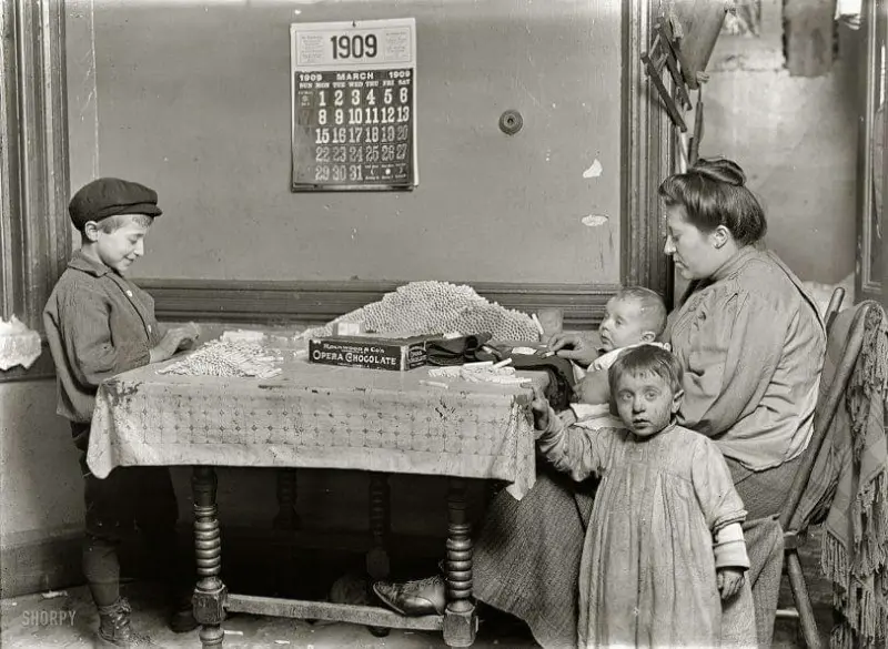 Widow Making Cigarettes at Home