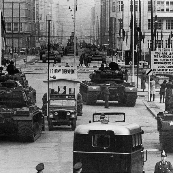 US Army and Soviet tanks