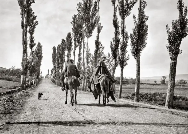 Mujer y hombre a caballo 