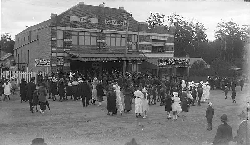 Soldiers entering The Cambria cinema