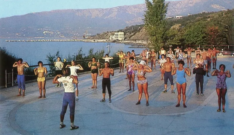 Morning exercise at the Maurice Thorez boarding house