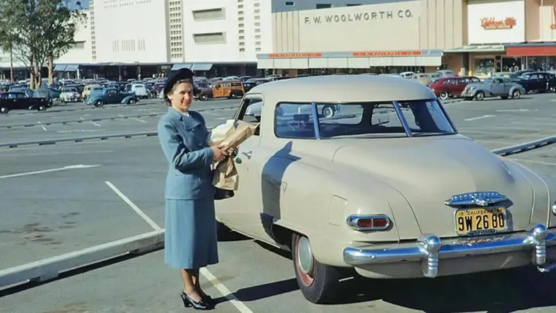 A woman done shopping