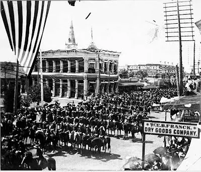 Rough Riders gathering for a parade