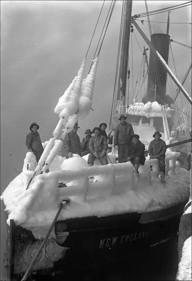 Fishing boat “New England” covered in ice