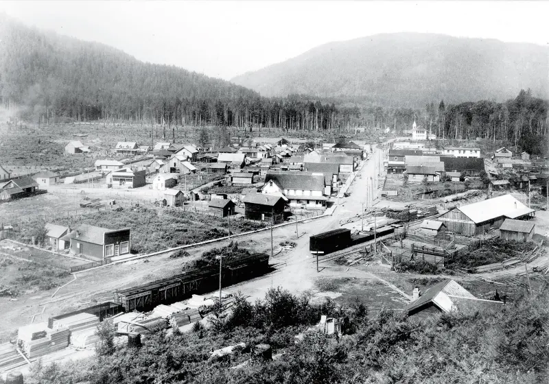 Morton is shown from the top of the hill