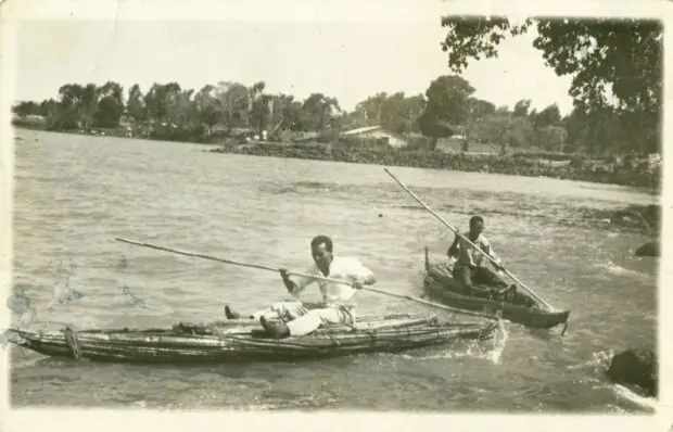 Men Rowing Papyrus Boats on Tana Lake