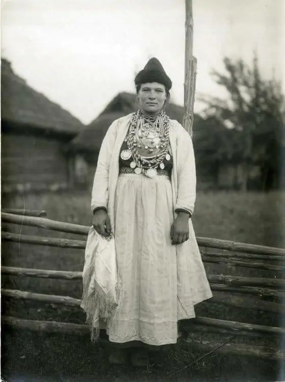 A girl dressed as a bride, possibly Estonian