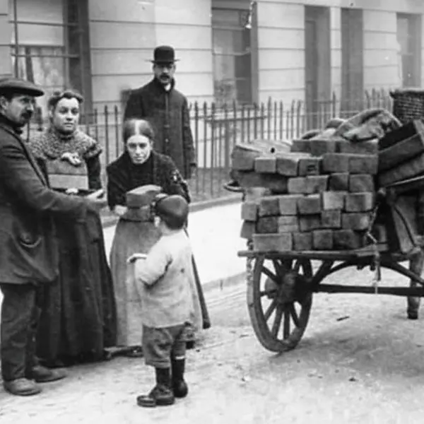 Families use wooden blocks