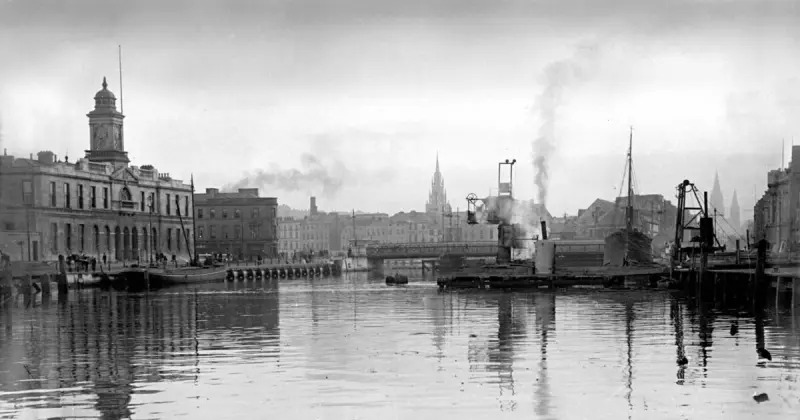 View of Cork’s River Lee and Parnell Bridge with the old city hall on the left