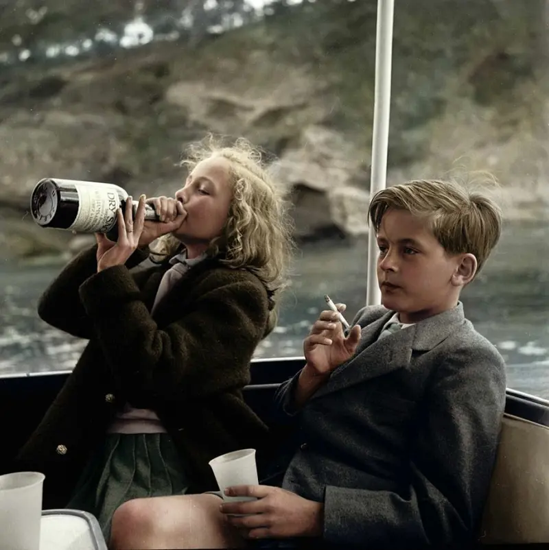 Princess Yvonne and Prince Alexander smoking and drinking
