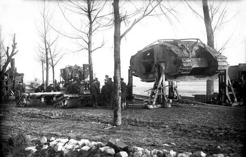 A captured British Mark I tank 