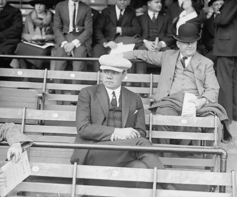 Ruth in the stands on Opening Day, April 12, 1922, at Griffith Stadium