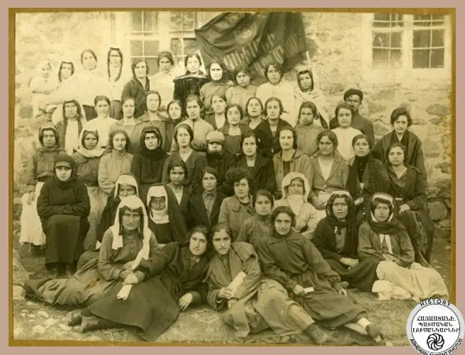 Participants of the first celebration of March 8 in Kapan