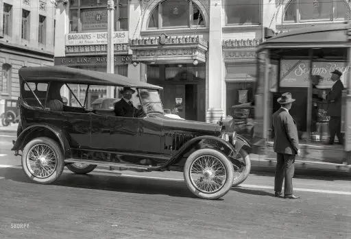 Chalmers touring car on Van Ness Avenue
