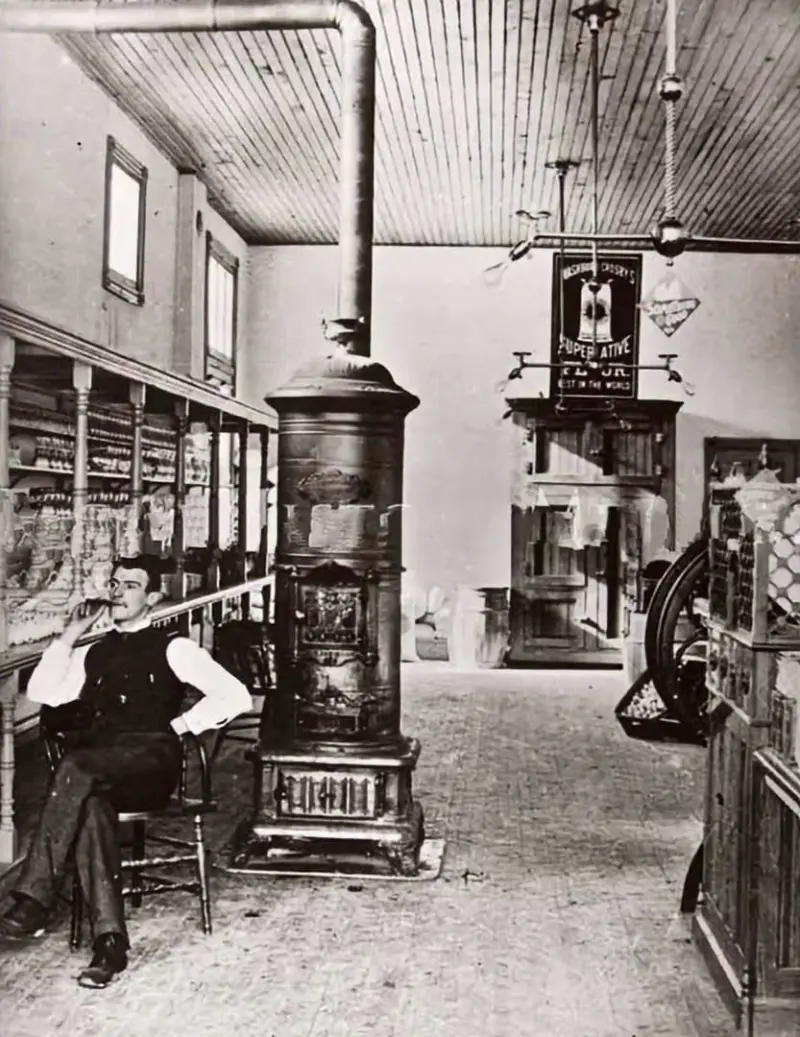 August Scheele in his grocery store