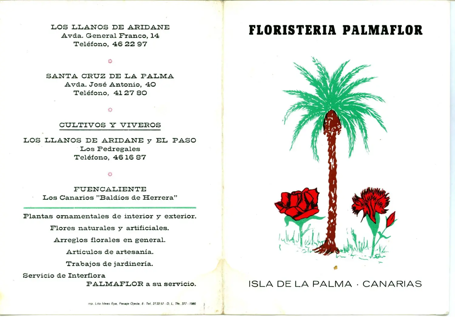 Publicidad floristería Palmaflor
