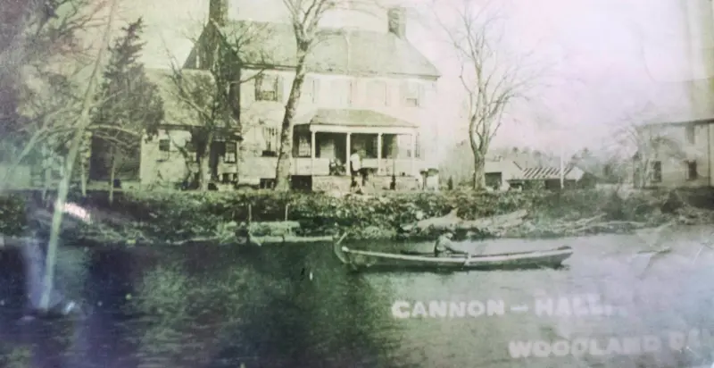 A very old postcard of Cannon Hall in Woodland.