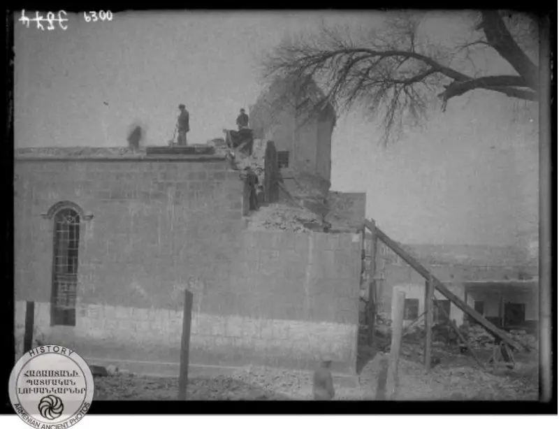 Demolition work of the Church of the Holy Theotokos