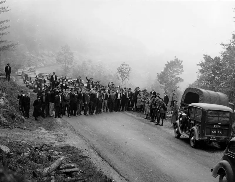 A group of miners in Harlan County during a strike