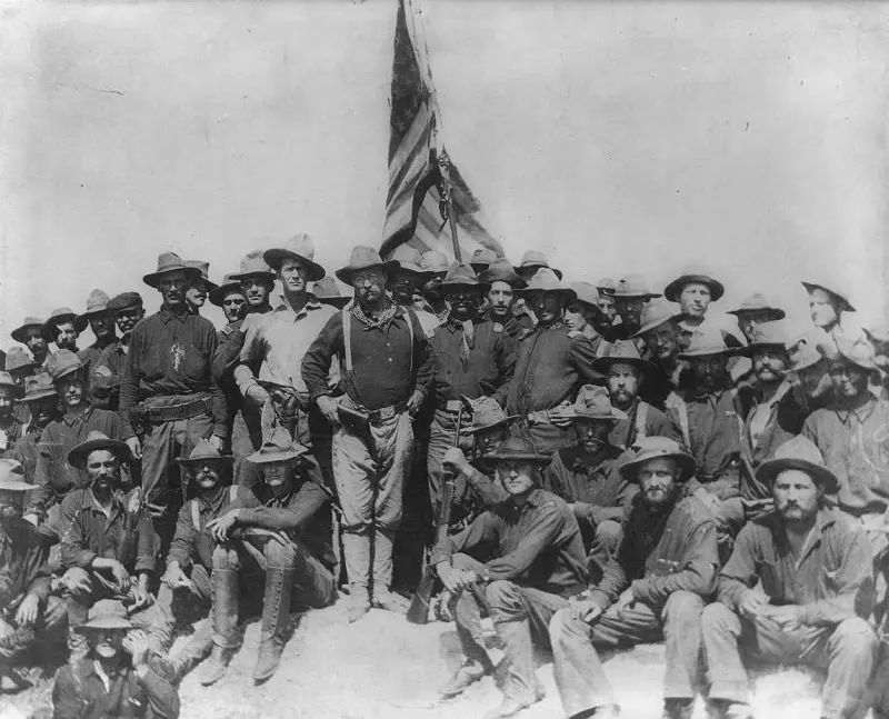 Colonel Roosevelt and the Rough Riders after capturing Kettle Hill