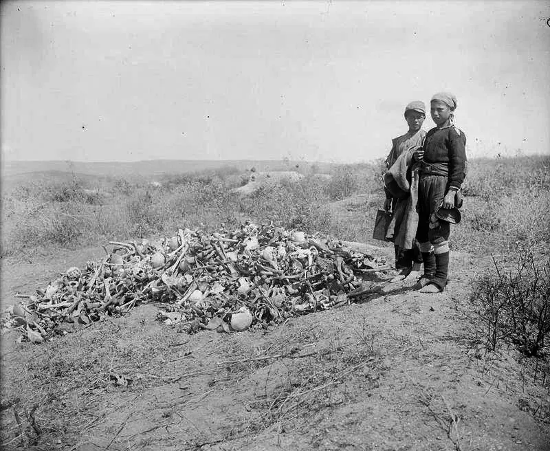 Greek Children with Bones Collected at Their Farm