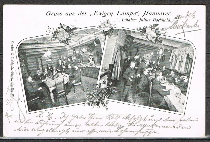 Greeting card from the restaurant Ewige Lampe