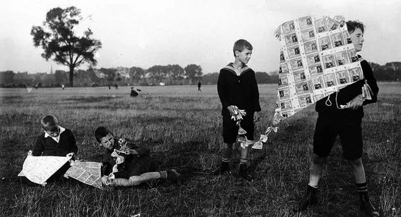 Children Making Kites from Banknotes During Hyperinflation
