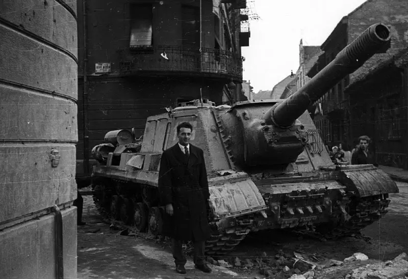 Abandoned ISU-152 during the Hungarian Revolution