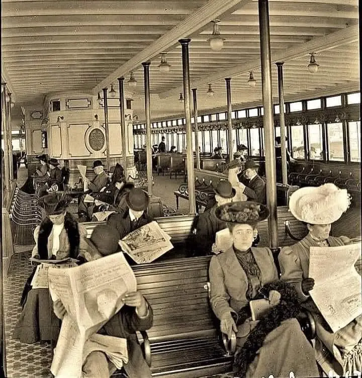 Passengers onboard the Staten Island Ferry