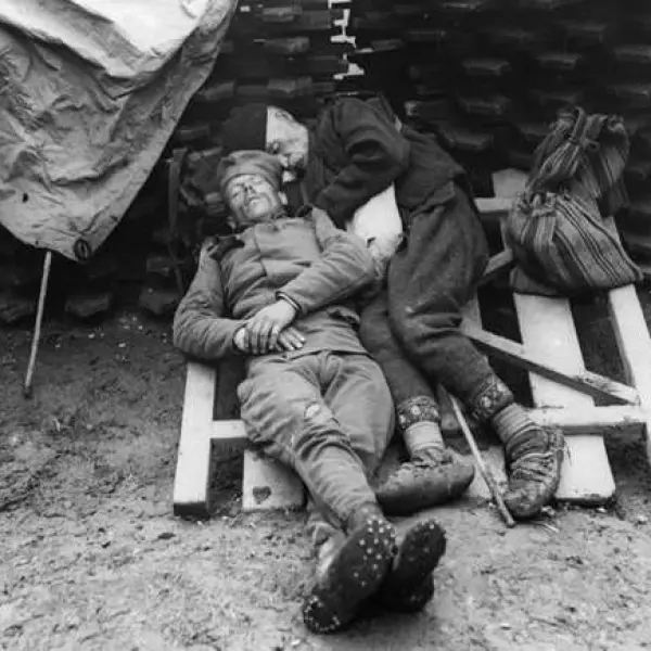 A Serbian soldier sleeping 