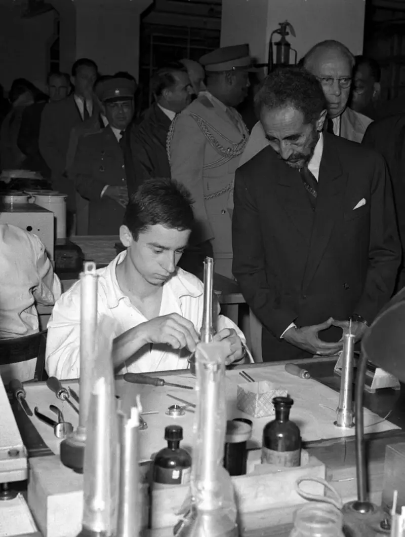 Haile Selassie I Visits Hungarian Optical Works