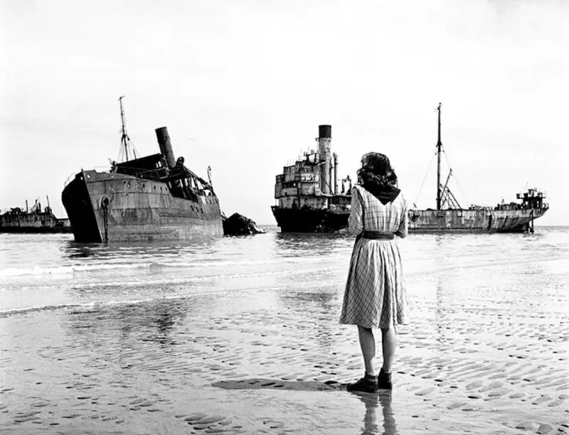 Remains of Ships Wrecked During the Allied Landing