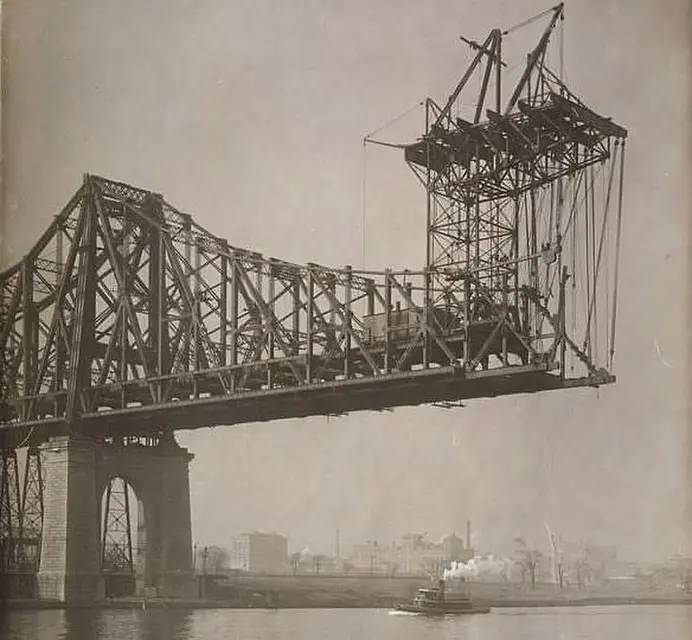 Queensboro Bridge (aka 59th St Bridge) under construction.