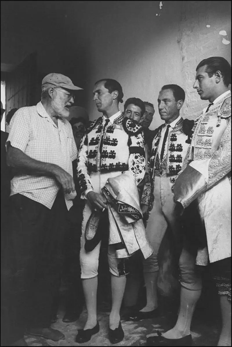 Hemingway with Luis Dominguin and Antonio Ordóñez before the bullfight