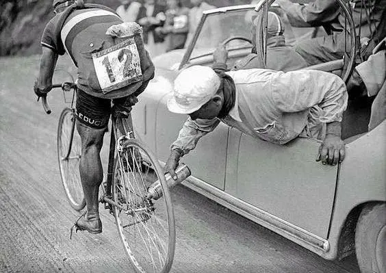 Italian Cyclist Getting Chain Oiled at Tour de France