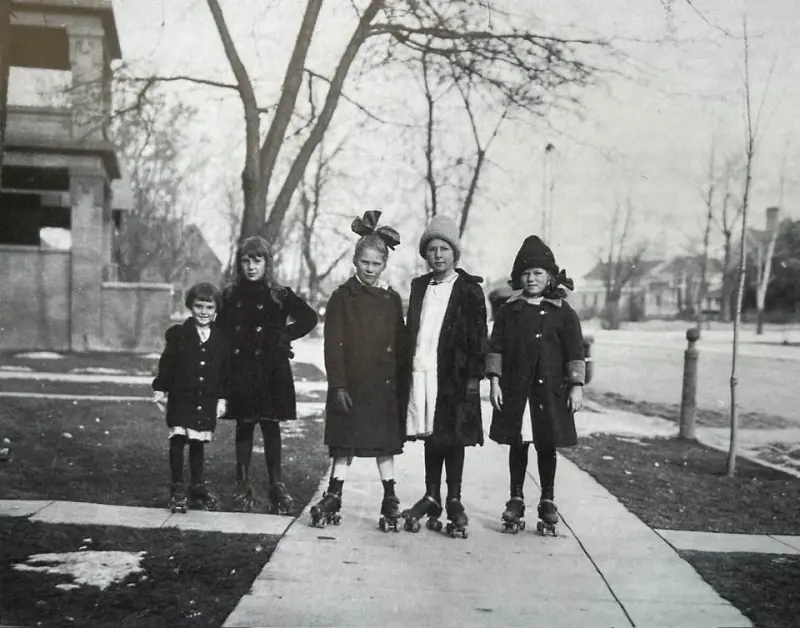 Girls roller-skating