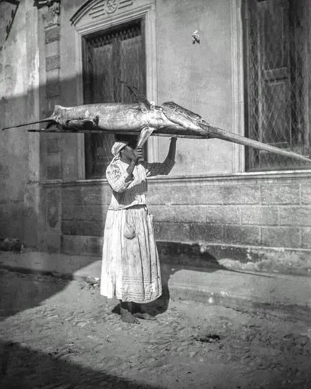 Carrying a swordfish