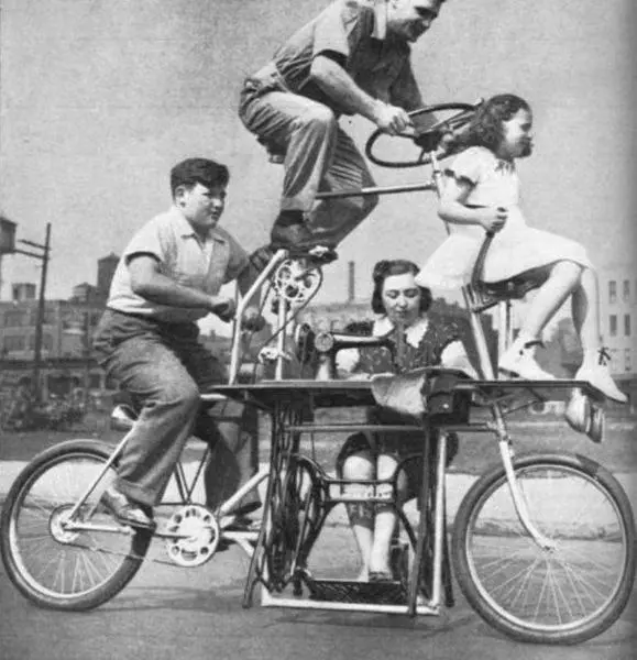 Family Bicycle with a Sewing Machine