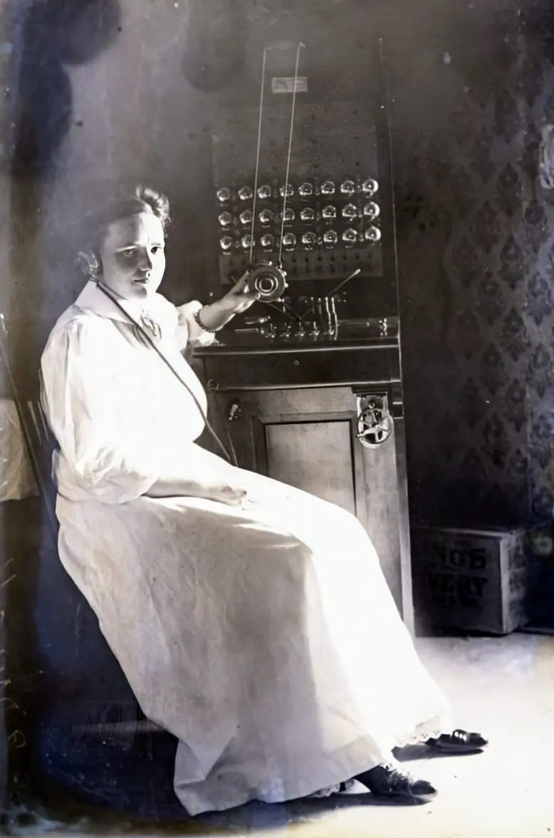 Female telephone or telegraph operator