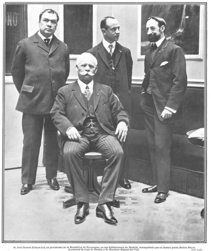 Rubén Darío, José Santos Zelaya, Luis A. Cousin y Mariano Miguel del Val