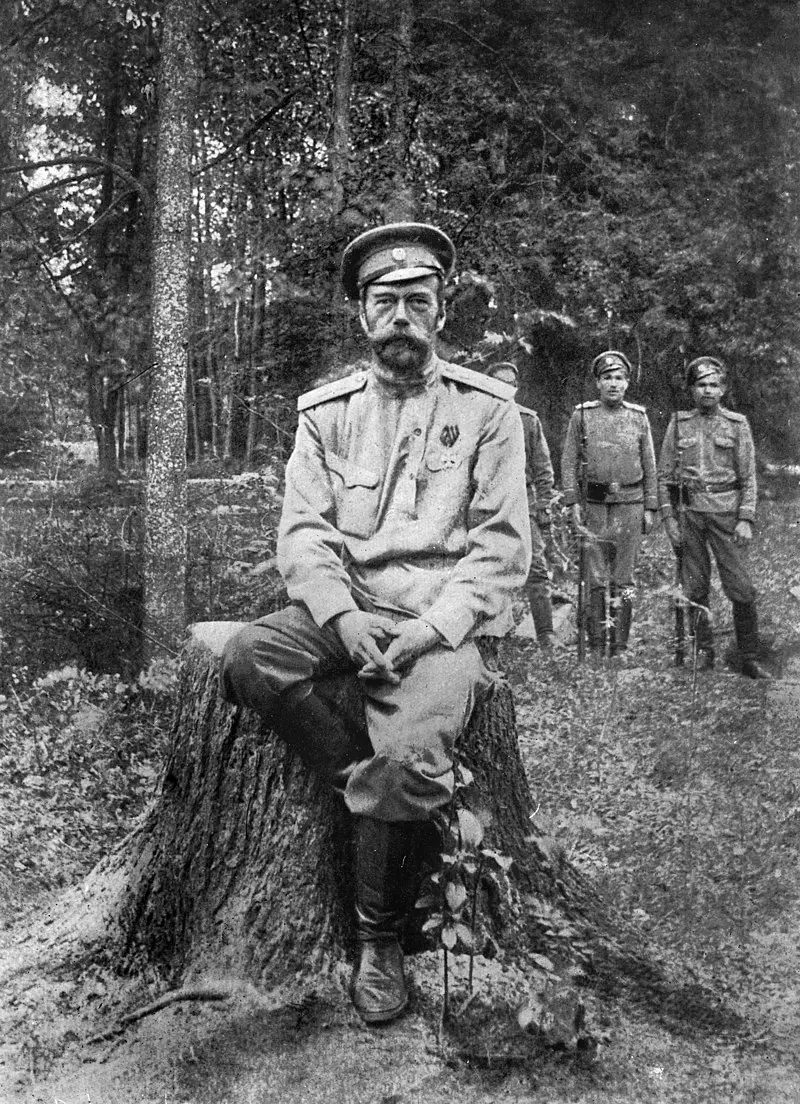 Nicholas II under guard in the grounds at Tsarskoye Selo 