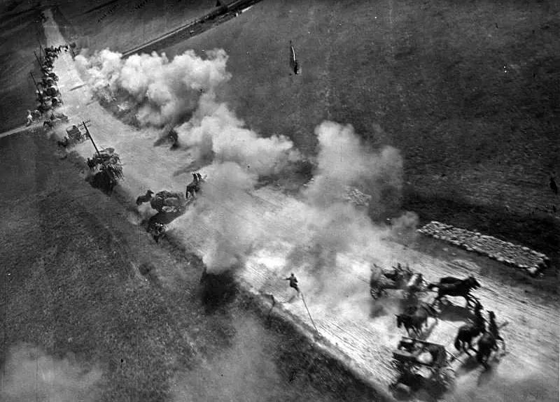 Air Attack on a German Wagon Train