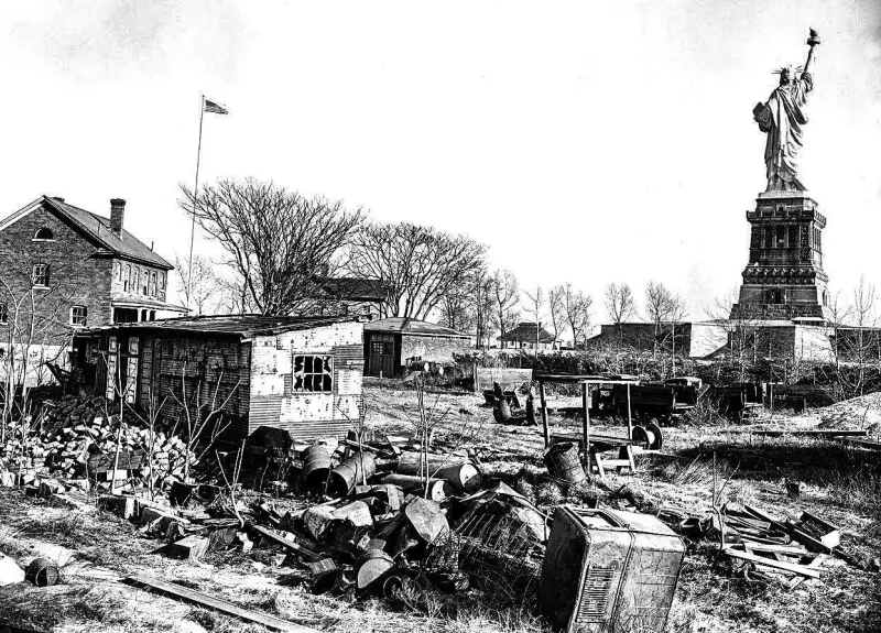 The Statue of Liberty in the rubbish on Bedlow Island