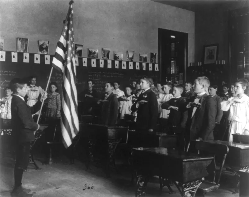 Schoolchildren reciting the Pledge of Allegiance