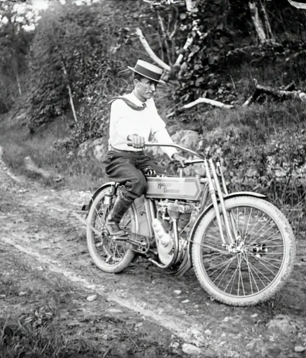 Riding a Harley-Davidson motorcycle 
